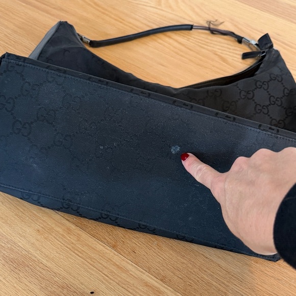 Gucci Authentic Black Nylon/Leather GG Pattern Hobo Bag, with dust bag - Picture 11 of 16